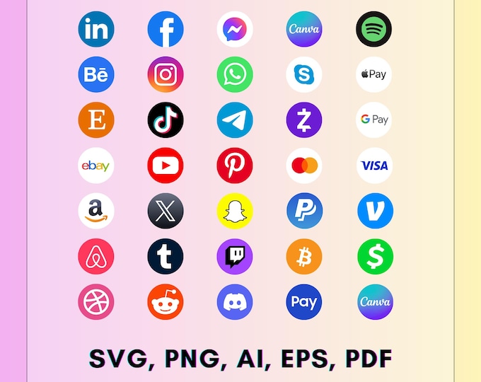 Vector Icons (svg, AI, EPS, Png, Pdf) Black & White Bundle | Social ...