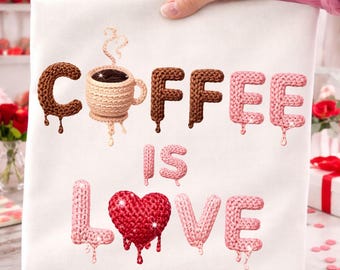 Café de hilo sintético PNG, diseño de sublimación para amantes del café de San Valentín, descarga digital
