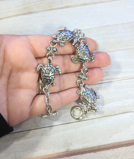 925 sterling silver turtle bracelet, silver turtle