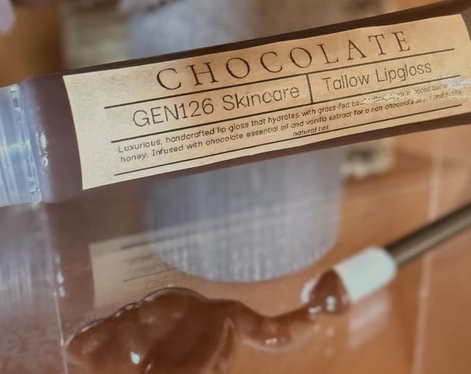 Chocolate Tallow Lip Gloss - Natural, Handmade, Moisturizing