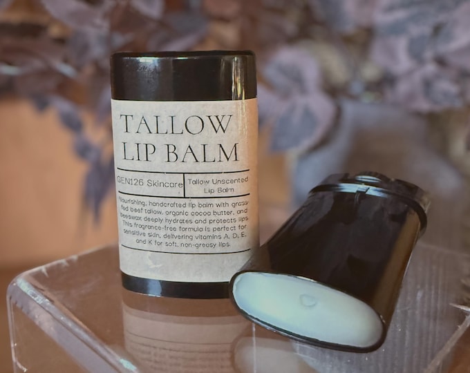 Organic Tallow Lip Balm 15ml, All-Natural Moisturizer