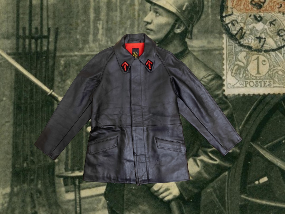 ジャケット・アウター 80's France fireman leather jacket 80's French Vintage Fireman Leather Jacket leather collar/devil