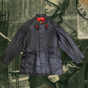 Vintage French Fireman Leather Jacket - Etsy UK