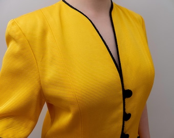 60s Yellow Silk Blouse Christa Metek | Tailored in Austria Women M L