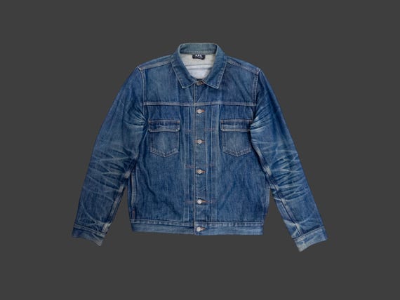 APC Raw Selvedge Denim Blue Jean Jacket L XL Men - Etsy