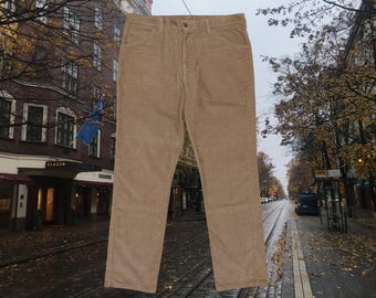 70s USA Made Lee Riders Corduroy Beige Pants Trousers 38x32