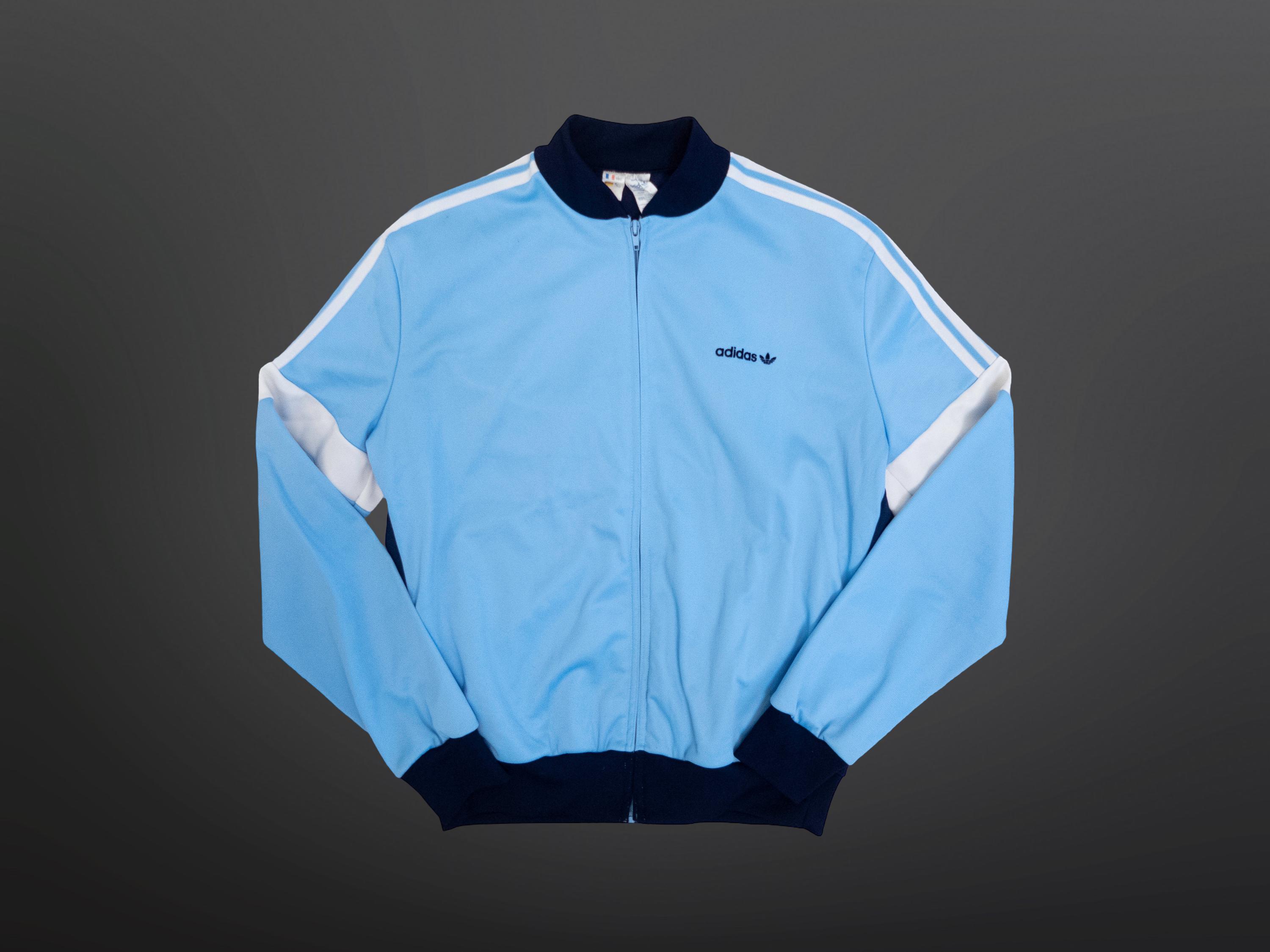 UNWORN ! 80s Adidas Trefoil Ventex Blue Track Jacket | Made in
