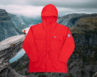 Bergans Of Norway 100% Cotton Red Hiking Jacket 80s Unisex M