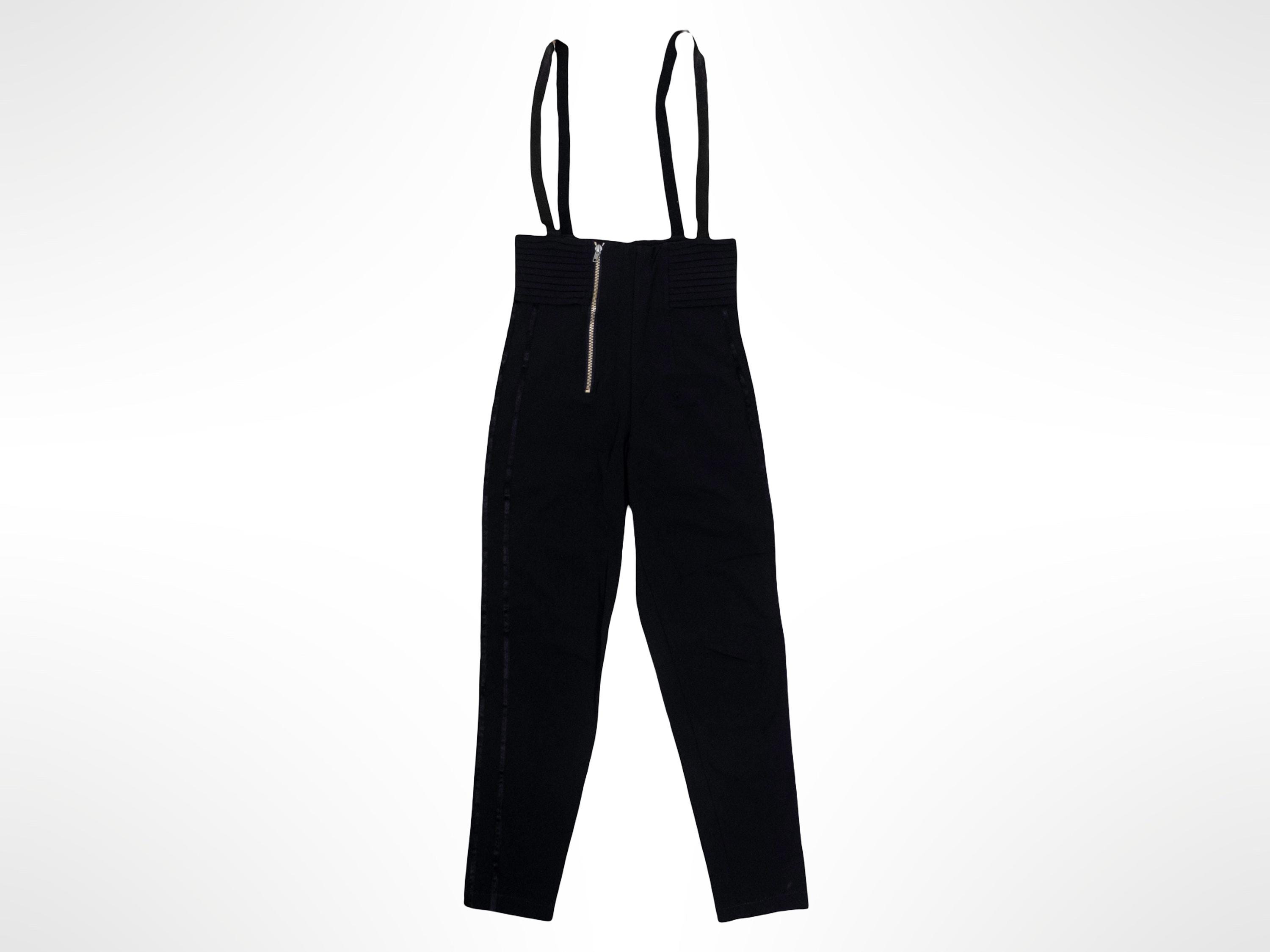 Marithé François Girbaud High-waisted Black Slim Suspenders Pants