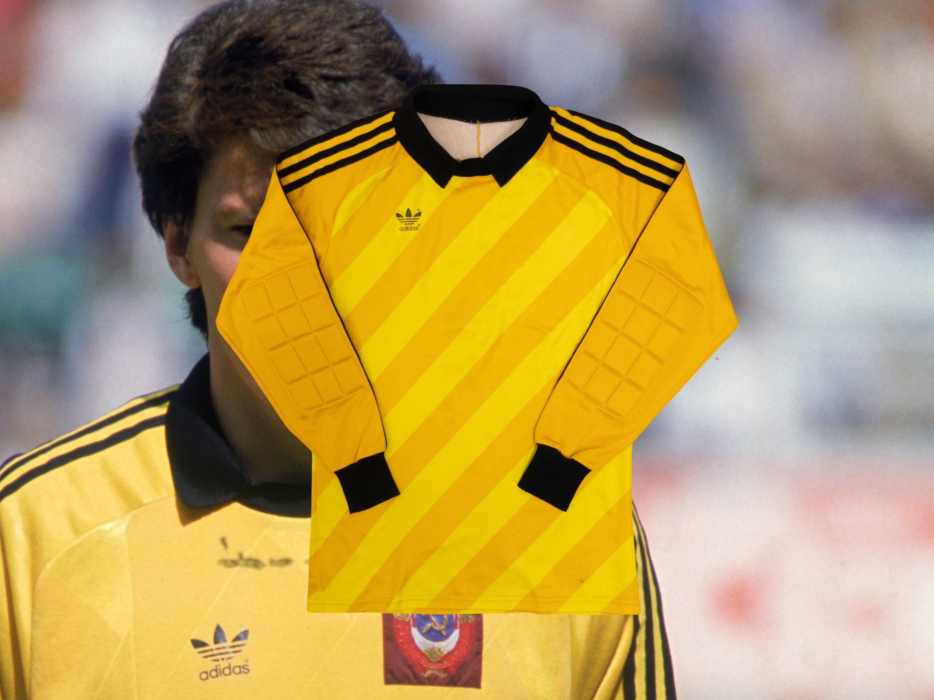 80s Adidas Trefoil Goalkeeper Template Yellow Long Sleeves Jersey
