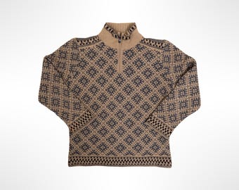 Moncler Pure New Merino Wool Extrafine Brown Pullover Sweater | Italy made