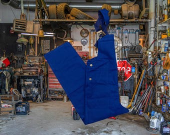 Salopette da lavoro NOS anni '70 in twill di cotone sanforizzato blu / Prodotta in Germania