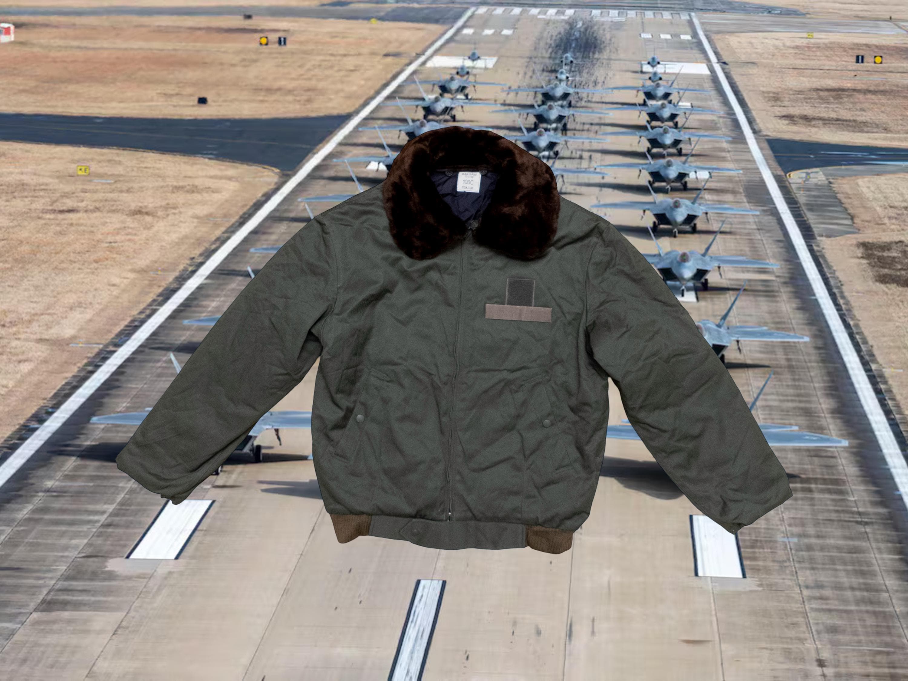 French Air Force Flight Combat Pilot Green Bomber Jacket | Size