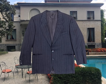 Pure New Wool Gianfranco Ferré Pinstriped Dark Grey Blazer Italy L