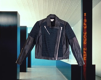 HELMUT LANG - Archive Black Asymmetrical Layered Leather Jacket - Etsy