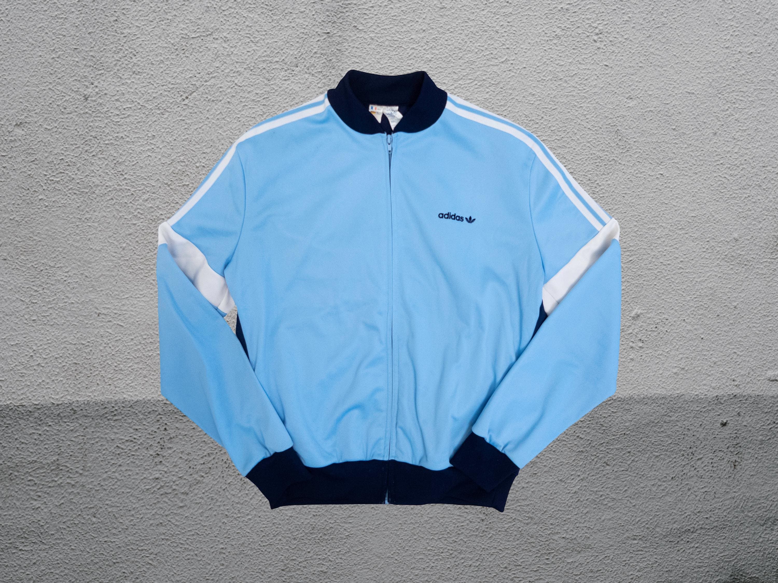 UNWORN ! 80s Adidas Trefoil Ventex Blue Track Jacket | Made in