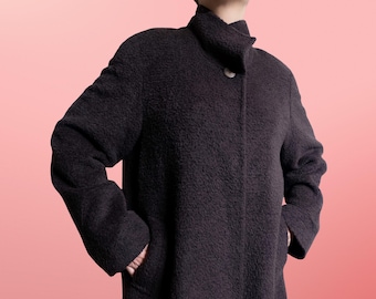 Suri Alpaca Cinzia Rocca Brown Fuzzy Coat Italy Women M L