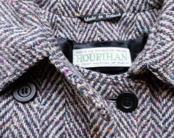 ジャケット・アウター JIMMY HOURIHAN Donegal Tweed Long Coat Pure New Wool Donegal Tweed Herringbone Jimmy Hourihan Double