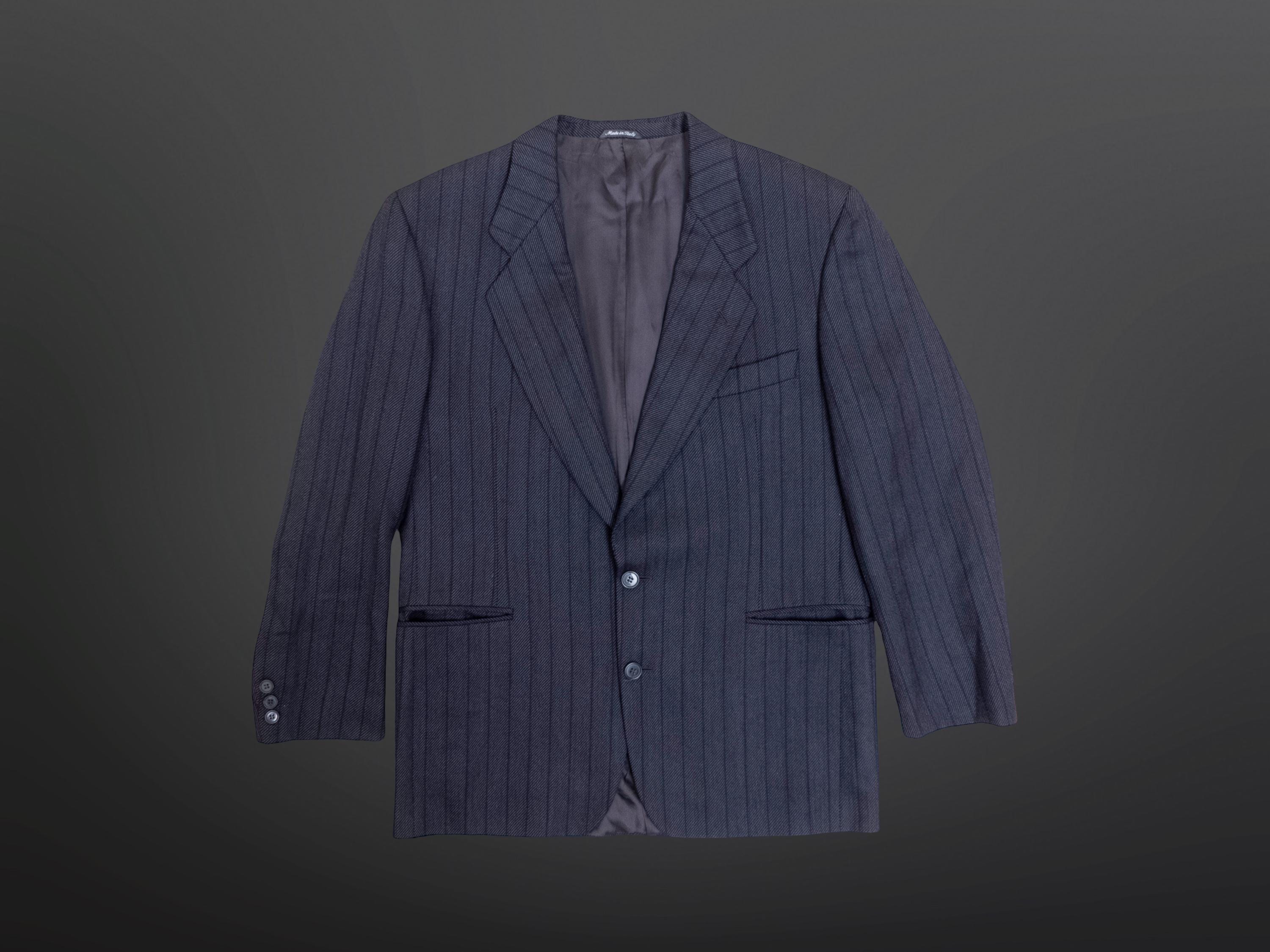 Pure New Wool Gianfranco Ferré Pinstriped Dark Grey Blazer Italy L
