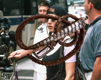 B.Belt Indie Sleaze Studded Brown Leather Belt 37.5" / 95.5 cm