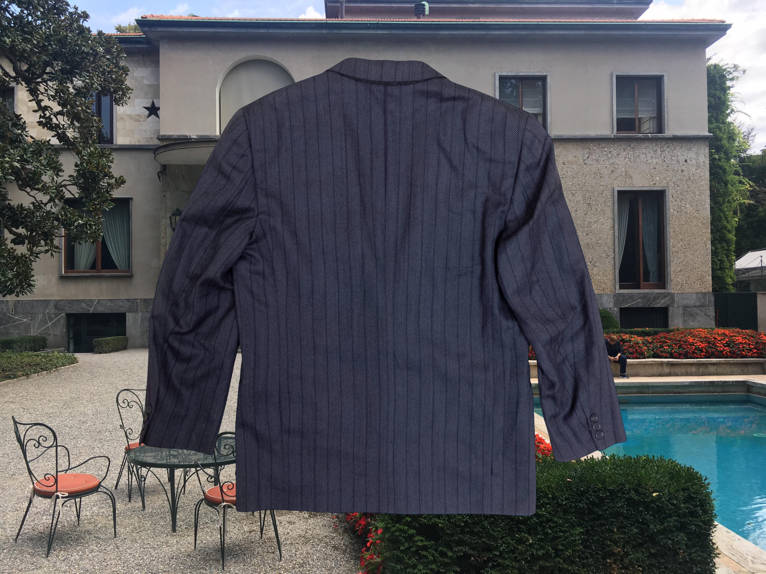 Pure New Wool Gianfranco Ferré Pinstriped Dark Grey Blazer Italy L