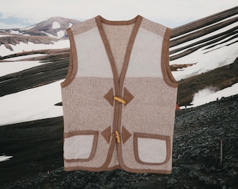 Reine Wolle Beige Alpen Weste Alwero | Erwachsene Unisex M L