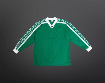 80s Template Football Lotto Long Sleeved Green Jersey Shirt