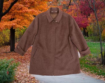 80 % Alpaca and Merino Wool Brown Coat | 70s | Women M L