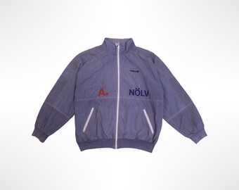 80s Adidas Blue Grey Cotton Track Jacket Size L