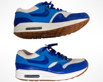 Y2k Nike Air Max 1 Vintage "Hyper Blue" Leather Sneakers Sport Shoes