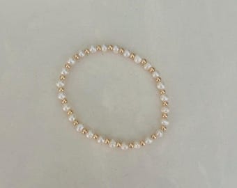 Beaded Pearl Bracelet with 14KT Gold Filled Accents