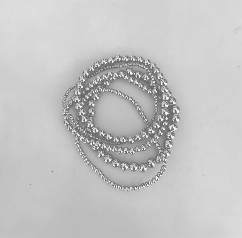 Stacking Bracelets in Sterling Silver, Waterproof Jewelry Set image 1