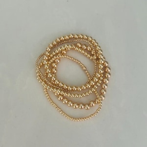 Gold Filled Bracelet, Waterproof Beaded Stacking Jewelry for Everyday Wear