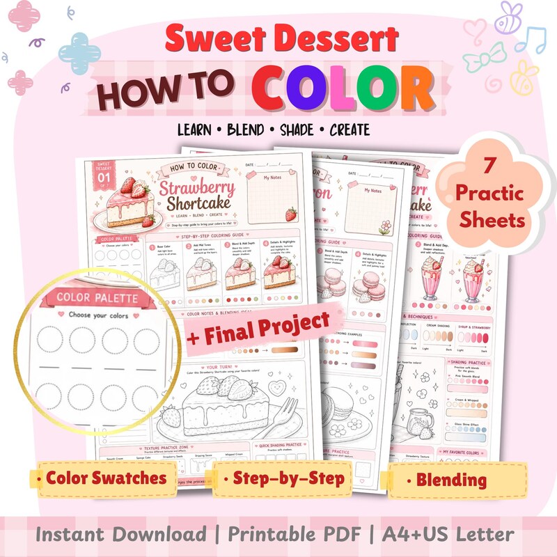 Dessert Colouring Guide - Etsy