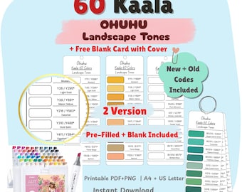 Ohuhu Kaala 60 Colors Marker Swatch Chart (Landscape PDF)