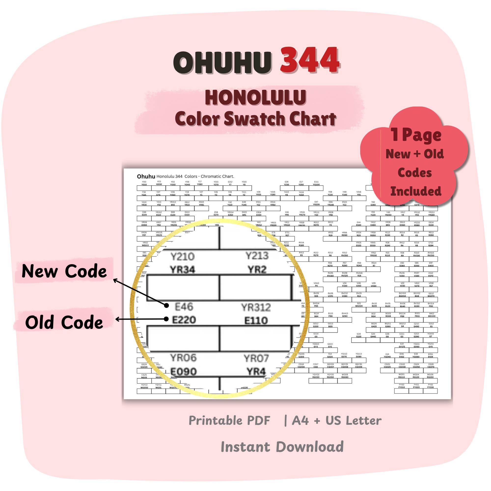 Ohuhu 344 Color Chromatic Swatch Chart | Professional Marker Color ...