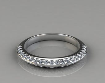 Anillo de platino con diamantes cultivados en laboratorio – Alianza de aniversario para mujer, PT 950