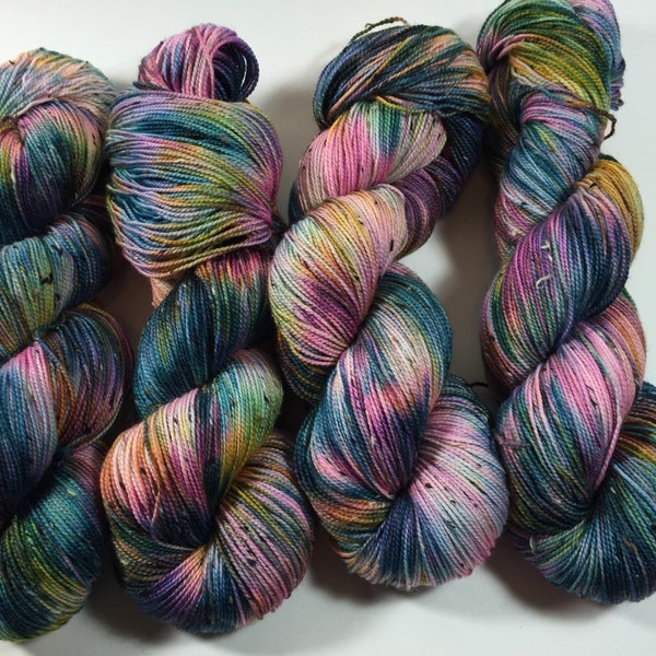 Merino Tweed Sock, hand dyed yarn, Superwash merino, color, The Temptress, 100 grams, tweed yarn, multicolored yarn, sock yarn, variegated