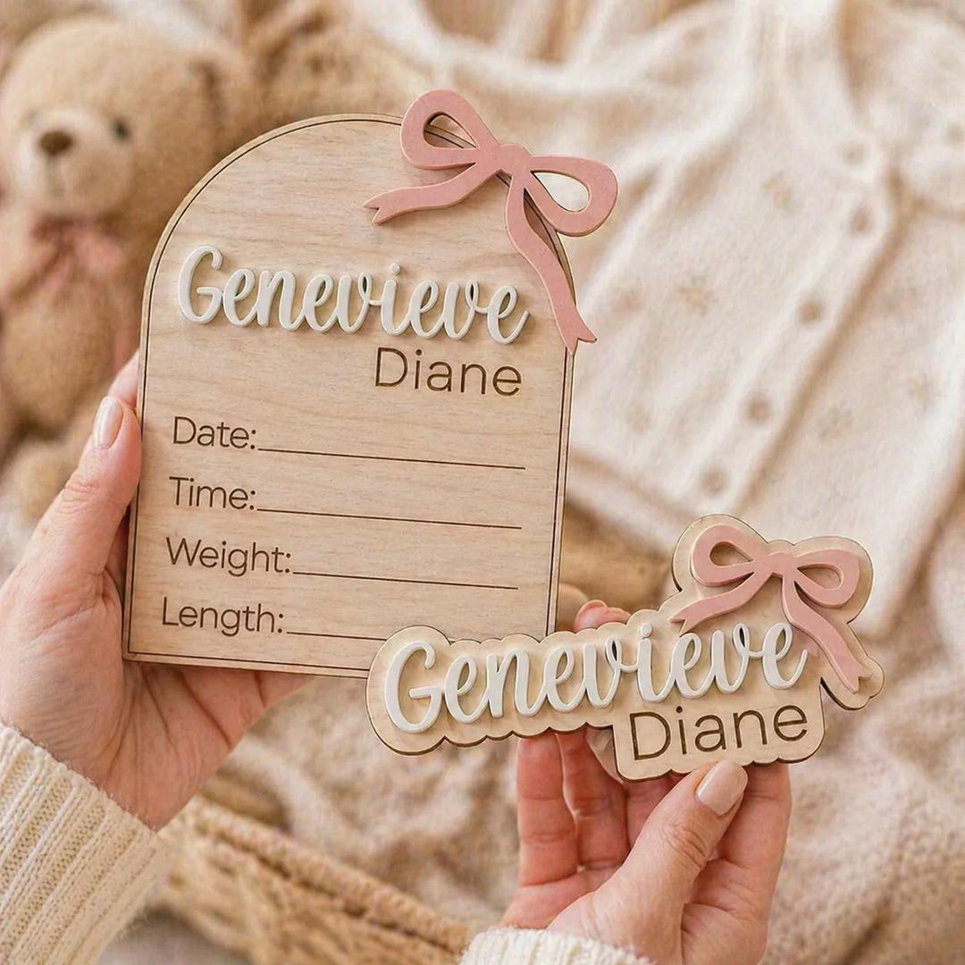Personalized Baby Birth Stats Sign, Custom Newborn Announcement Plaque ...