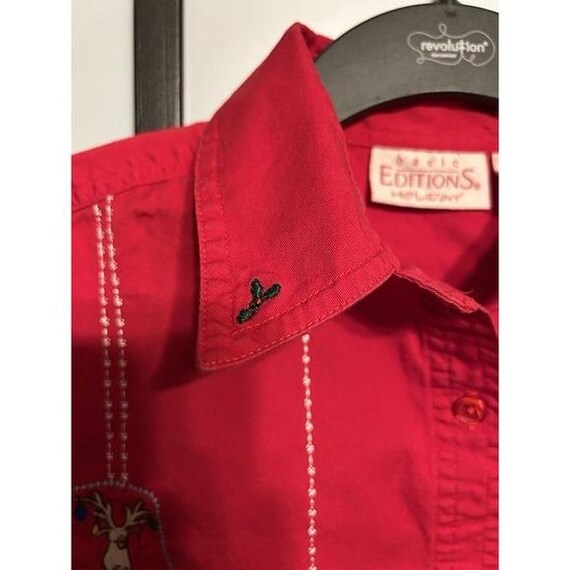 Vtg Basic Editions Button Front Christmas Shirt R… - image 6