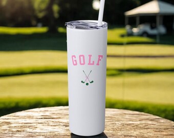 Golf Skinny Tumbler | 20oz Stainless Steel Travel Mug with Straw