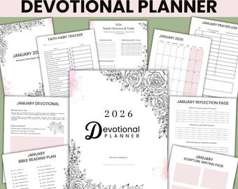 2026 Christian Devotional Planner | Minimalist Design Faith Planner | Bible Reading, Prayer Journal, Scripture Writing | Digital Download