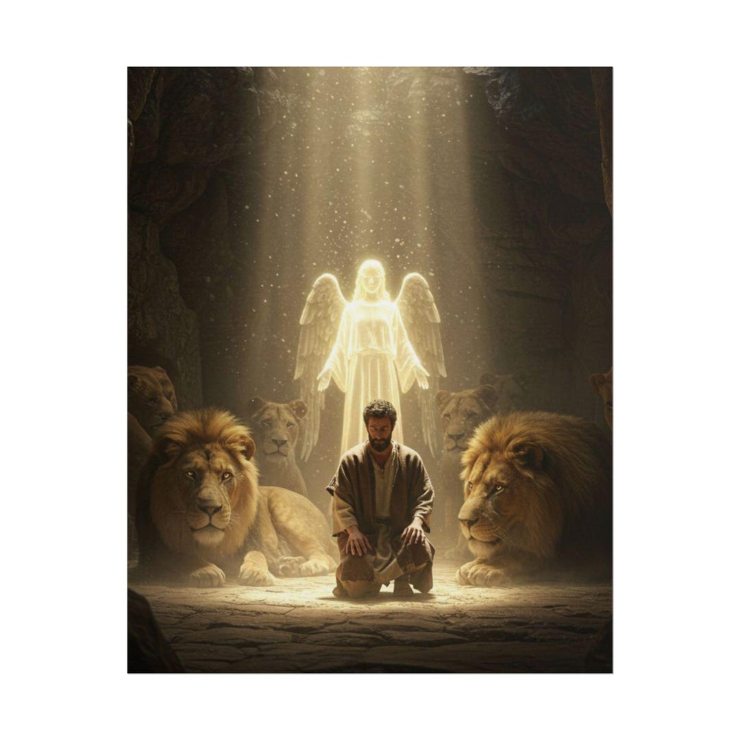 Angelic Guard Daniel in the Lion's Den Art Print | Divine Protection & Angelic Guard ...