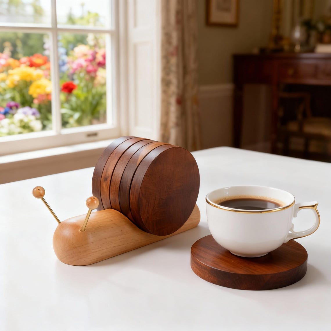 Handmade Ebony Wood Snail Coaster Set ,creative Turtle Coaster Snail ...