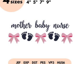 Mother Baby Nurse Embroidery Design, Baby Nurse Embroidery File, Nurse & Doctor Gift, Nursery Nurse, Nurse Life, Mom and Baby