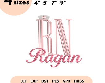 Custom Registered Nurse Embroidery Design, Personalized RN Embroidery File, RN Embroidery, Nurse Life, Nurse Graduation Gift, Nurse Emb