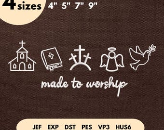 Made To Worship Embroidery Design, Christian Embroidery File, Religious Quotes, Bible Verse, Christian Gift, Bible Faith Cross