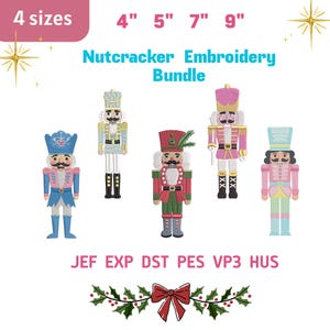 Nutcracker Soldiers Embroidery Design, Christmas Nutcracker Embroidery Files, Nutcracker Holiday Gift, Christmas Embroidery, 4 size