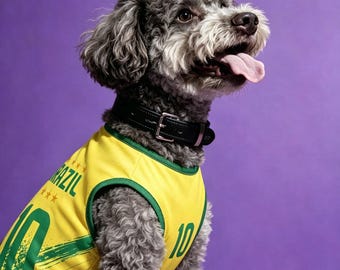 Camiseta de fútbol para perros de Brasil – Equipación para mascotas del Mundial 2026, camiseta de fútbol número 10