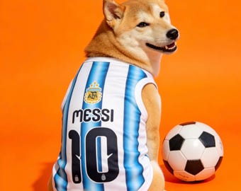 Maglia da calcio per cani Argentina di alta qualità, realizzata a mano – Abbigliamento per i Mondiali 2026, Kit da calcio traspirante, Design nuovissimo, Maglie per cani